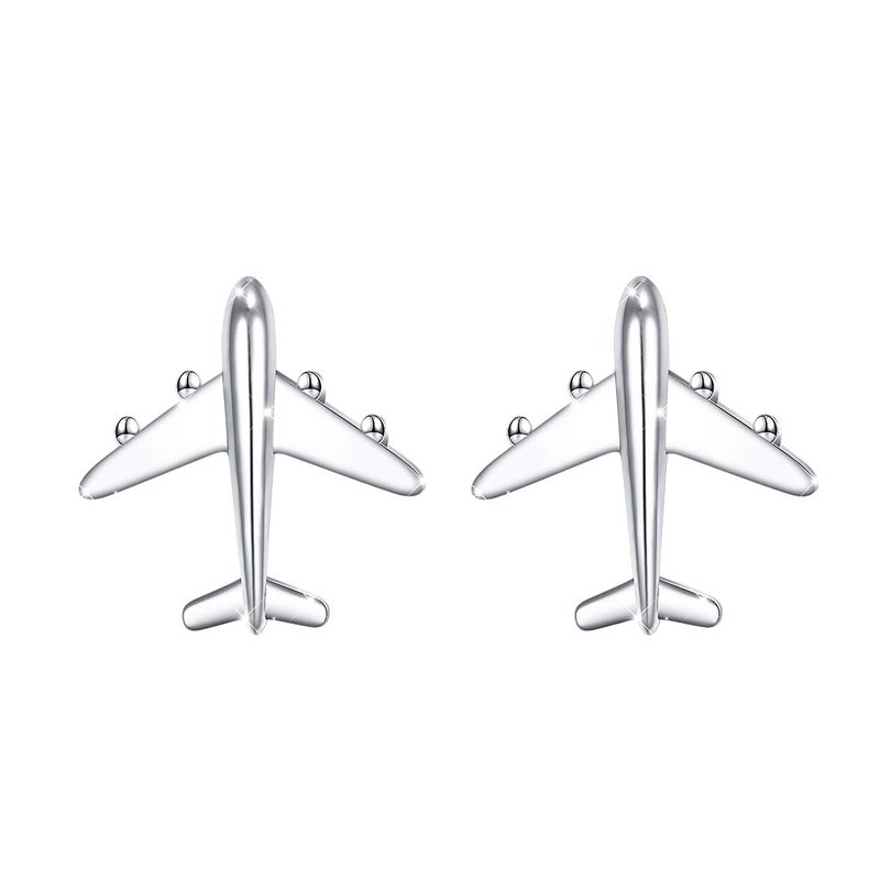 Flyow Hypoallergenic Airplane Stud Earrings for Aviator Travel Fans Jewelry, Flight Attendant Gifts for Women (Airplane) - Image 1